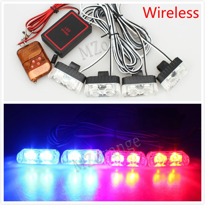 

4X2 leds Wireless Remote Police light Warning light led strobe Ambulance Car Truck Light Flashing Firemen Lights DC 12V Hot sale
