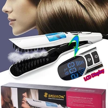 Многофункциональная ЖК-цифровая Паровая плоская железная щетка выпрямитель для волос гребень дополняет влагу сохраняет эластичность Блестящие Волосы styler