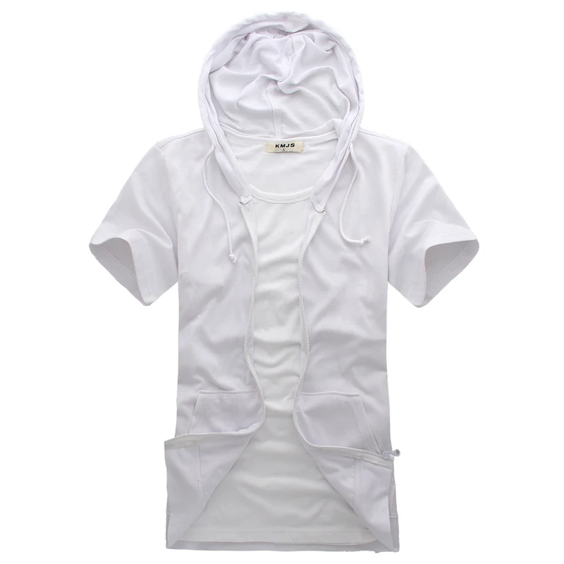  Short Sleeve Hoodie (10 colors) Stylish Casual Short Sleeve T-Shirt Men's Summer New Solid Casual Z