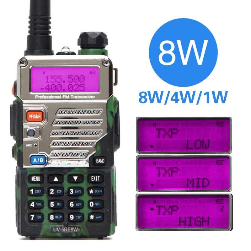 BaoFeng UV-5RE 8 Вт Мощность ful 8/4 1 Вт тройной Мощность Walkie Talkie 10 км Dual Band UV5RE двухстороннее радио VOX Ручной радио