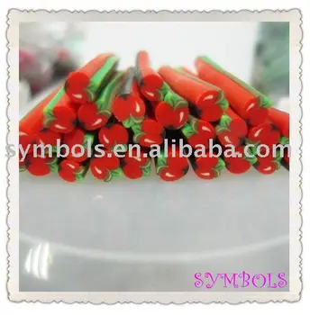 

a-02 Free Shipping 100pcs 5mm Apple Shape Fruit Cane Fancy Nail Art Polymer Clay Cane
