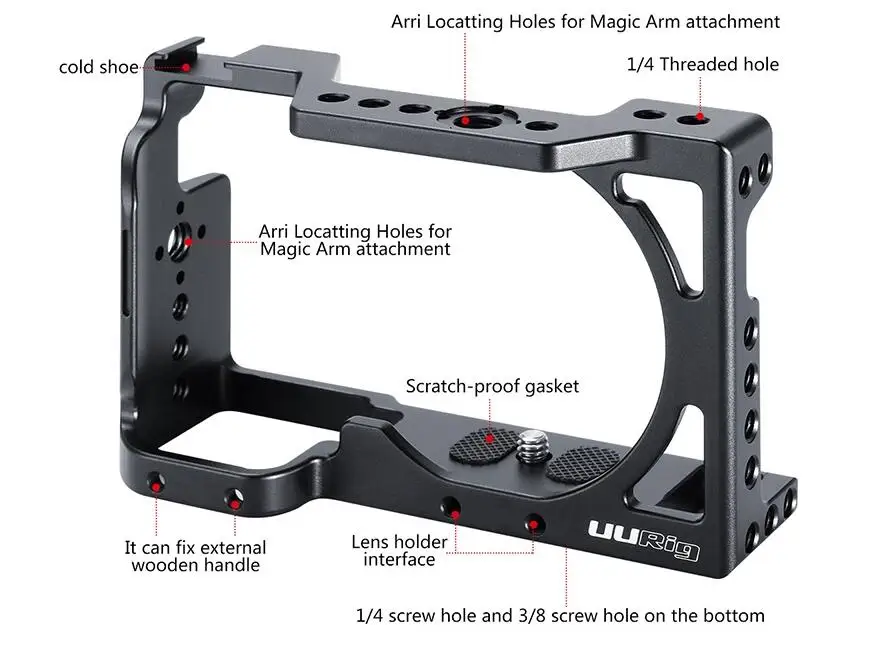 UURig специальная камера клетка для sony A6400 Vlog корпус клетка удобная ручка Видео установка с холодным башмаком крепление 1/4 ''3/8'' - Цвет: Cage for Sony A6400