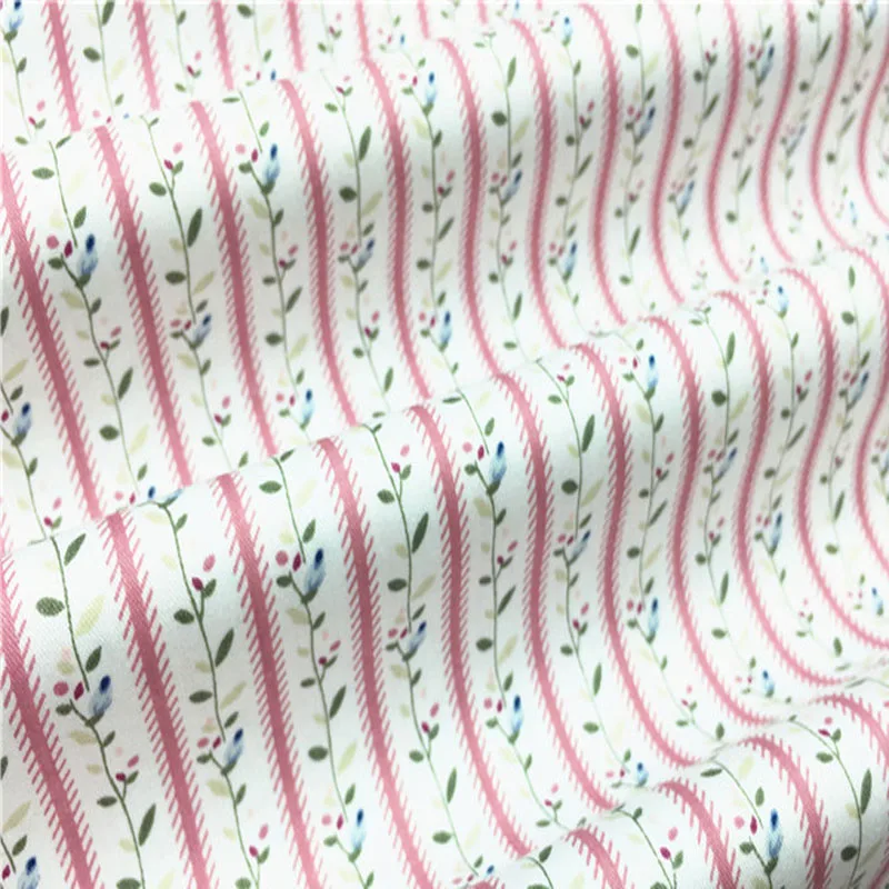 Красивая хлопковая ткань в полоску с цветочным рисунком для самостоятельного шитья, 50x160 см