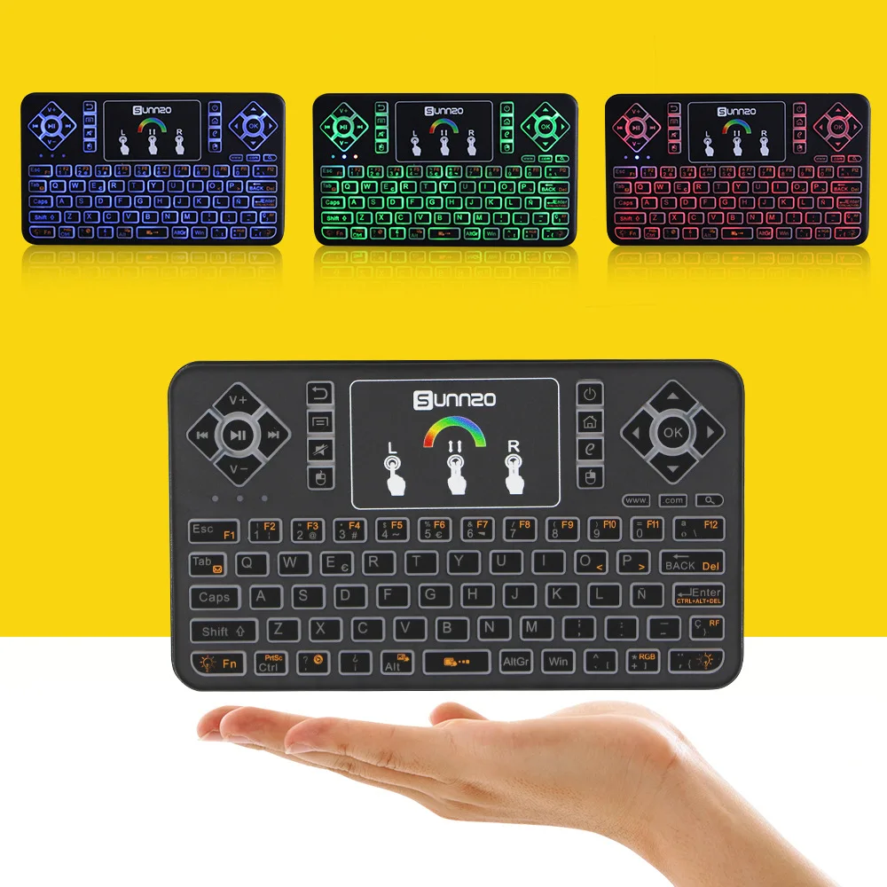 Цветная подсветка 2,4 ГГц Беспроводной клавиатура мульти-функциональный сенсорная Мини-Клавиатура Fly Air Мышь для компьютерной приставки к телевизору ТВ PS4/xbox