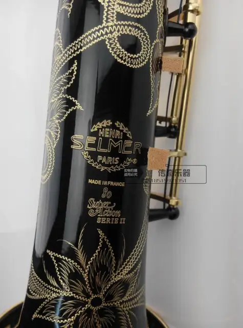 Cheap FREE SHIPPING EMS France Selmer 802 soprano Sax integral pipe / wind B flat black paint gold sound carved