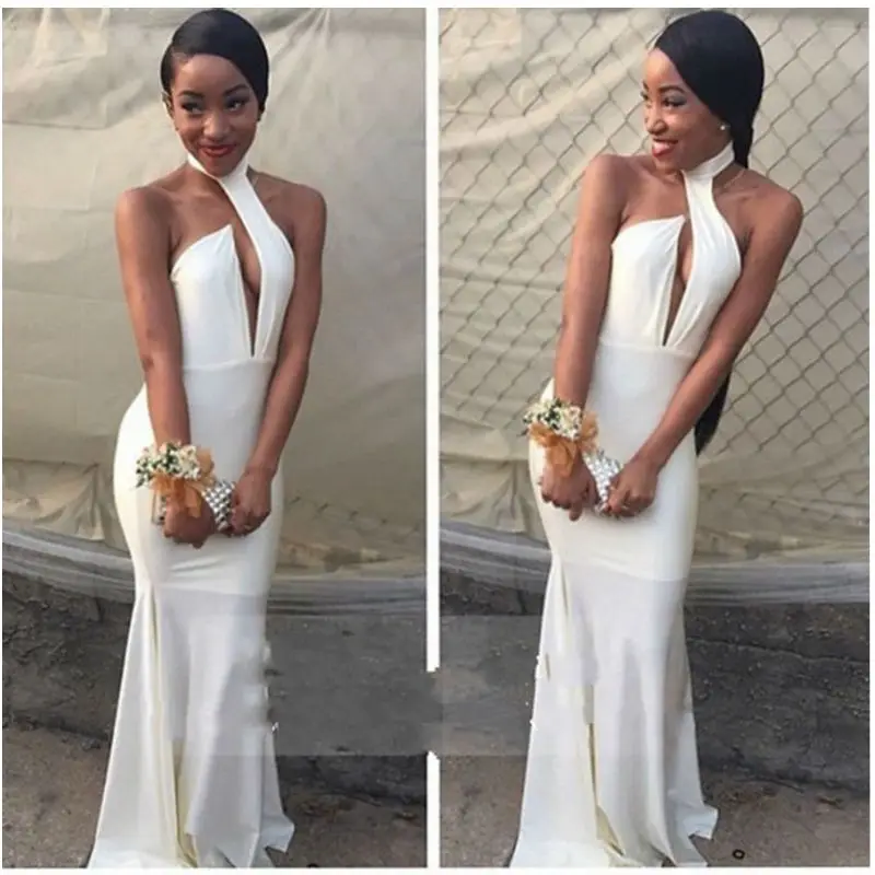 Vestito da sera Popolare Halter Mermaid Abito Da Sera Al largo Della Spalla  Floor lunghezza Raso Stretch Lungo abito Bianco Da Sera|mermaid evening  dress|white evening dressevening dress - AliExpress