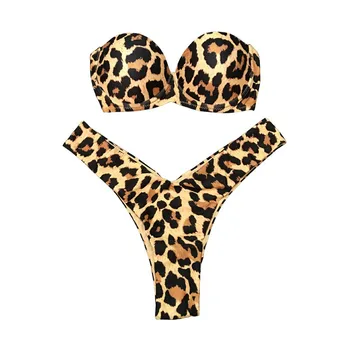 

Two-Piece Swimsuit Leopard Bikini Suit Jacket Swimsuit Female Summer Beachwear