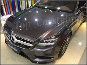 

Grey Glossy Metallic Car Wrap Styling VINYL Gunmetal candy glossy wraps with Air BUBBLE FREE FOIL Film PROTWRAPS 1.52x20m/Roll