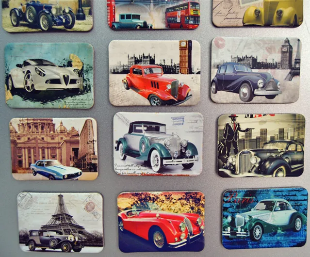 24Pcs/Set Vintage Classic Cars Fridge Multi Page Sticker Kit