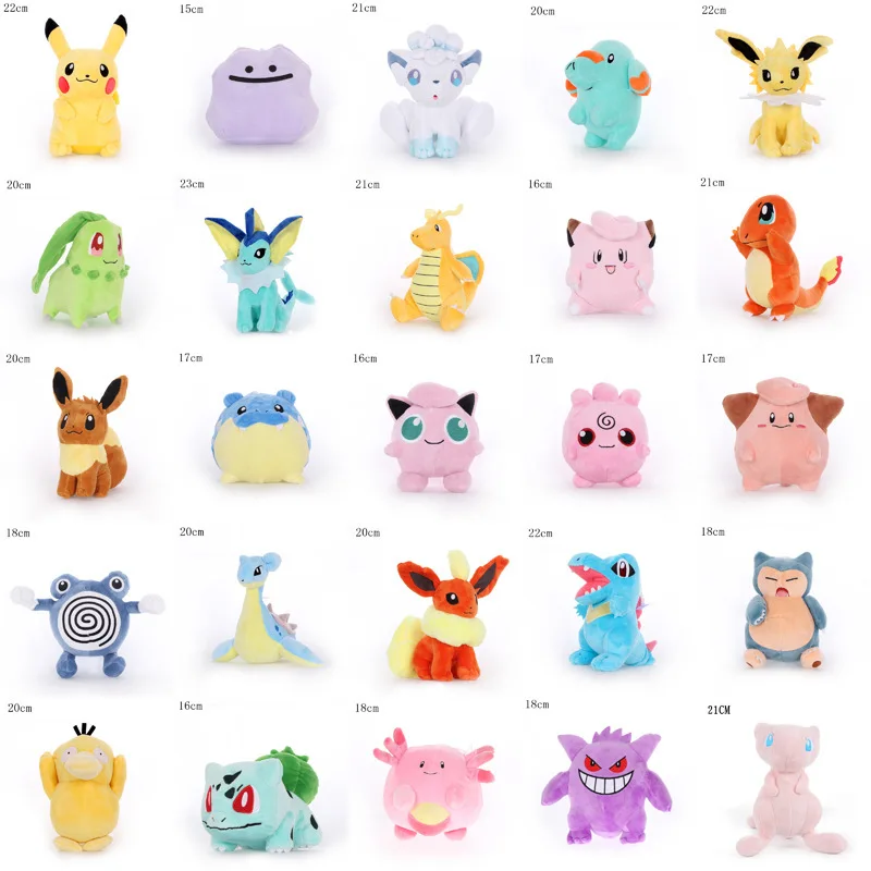 

28cm Dective Jigglypuff Charmander Gengar Bulbasaur Squirtle plush toys For Children Activity gift Soft Doll present Anime