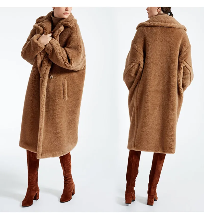 2018 Newest Winter Faux Fur Coat Teddy Bear Fleece Jackets Brown Red Women Oversized Outerwear Female Thick Warm Long Overcoat Coats