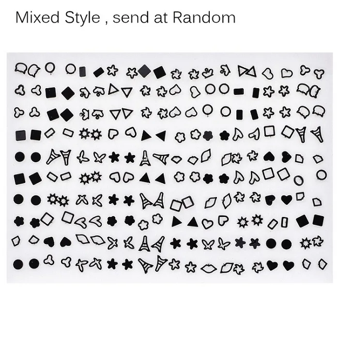 mix Style 100 пар/лот, женские акриловые черные микс, маленькие серьги-гвоздики, наборы, для девочек, для детей, сердце, звезда, мини-серьга, ювелирное изделие, подарок, случайный стиль - Окраска металла: mix Style