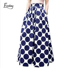 Fioday, Ретро стиль, высокая талия, длина до пола, плиссированная Женская юбка, плюс размер, эластичная, элегантная, для девушек, юбки в складку, повседневная, с принтом, Falda