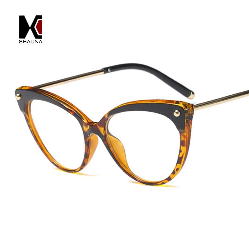 SHAUNA TR90 Temple Tip Retro Women Cat Eye Glasses Frame Fashion Mix Colors Eyeglasses Frame