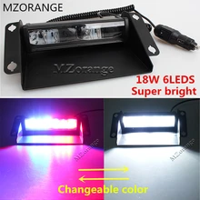 MZORANGE 6 LED Red/Blue 12V- 24V Car Police Strobe Flash Light Dash Emergency Flashing Light Warning Lamp White Amber changeable