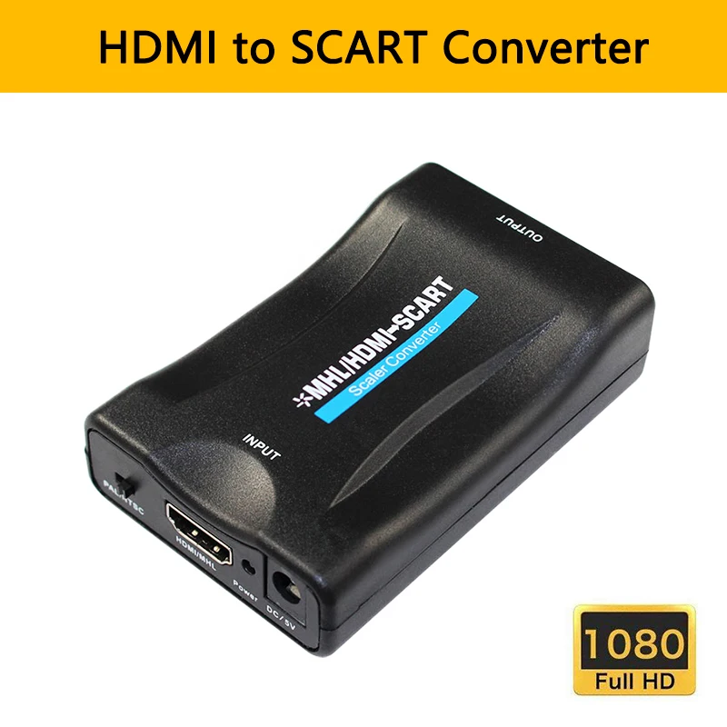  HDMI a SCART Convertitore HDMI di Ingresso SCART Adattatore di Uscita Video Composito HD Stereo Aud