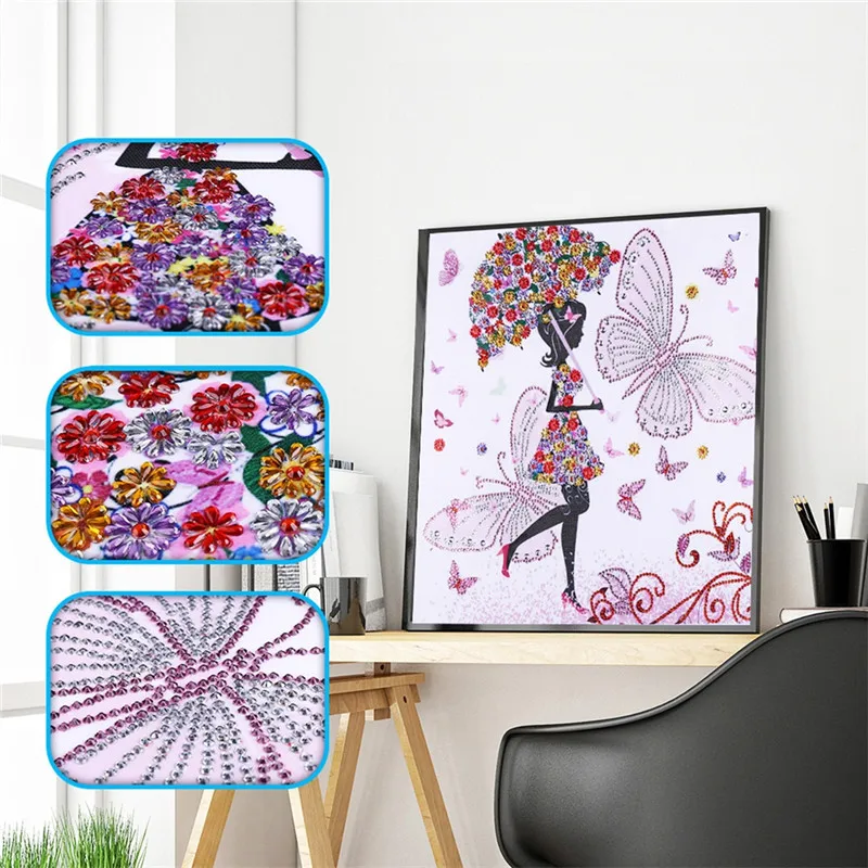 

5D DIY Diamond Painting Butterfly Fairy special shaped Diamond Embroidery Painting Flower umbrella Cross Stitch Kit Home Decor
