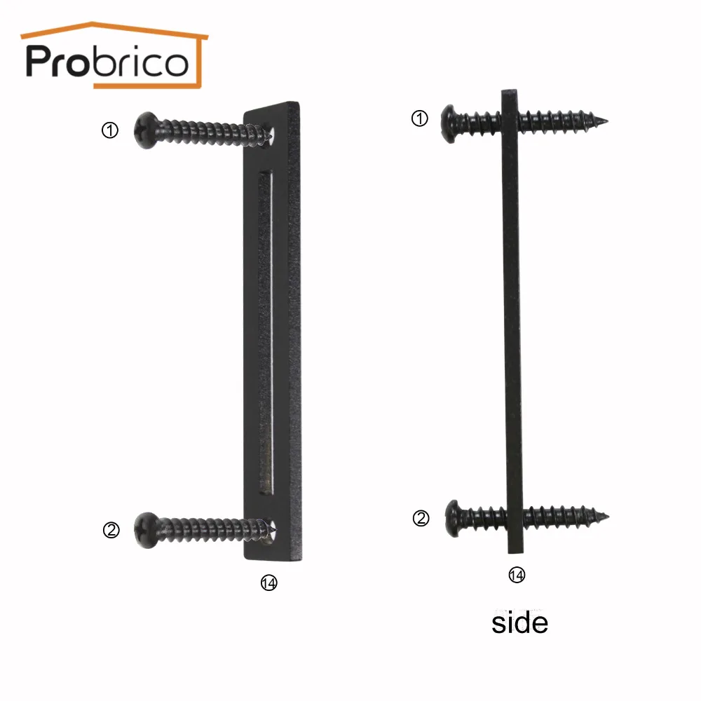 Раздвижные дверные замки Probrico, черные стальные дверные болты, дверные ручки с винтами, две панели, без ключа, Регулируемые дверные аксессуары