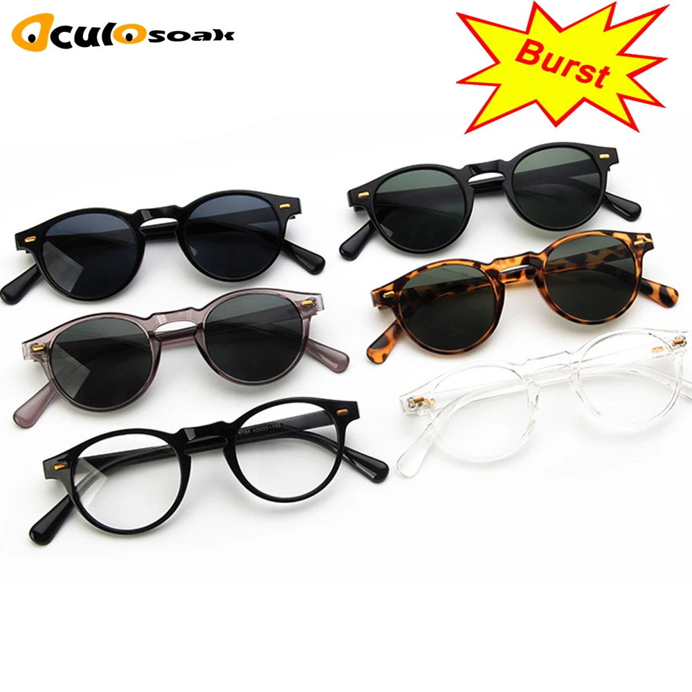 Vintage Round Lense Clear Frame sunglasses Gregory Peck Brand Designer men women Sunglass retro gafas oculos 2019 Vintage Round Lense Clear Frame sunglasses Gregory Peck Brand Designer men women Sunglass retro gafas oculos 2019