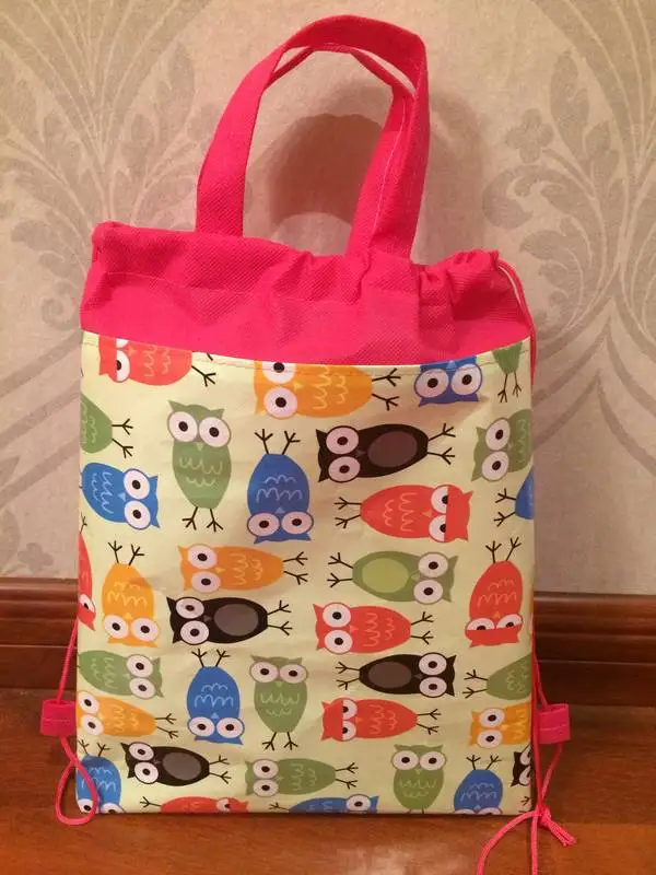 kids children owl cartoon bag tote backpack string shoe backpack for sweaty clothes animal school bag for girls school runners zoo animal sweetheart backpack toddler pouch non woven string shoe shourlder school bag for boy and girls birthday party gift