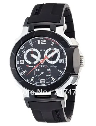 Free shipping+ wholesale! Men's T048.417.27.057.00 T-Race Black Chronograph Dial Watch rubber belt | Наручные часы