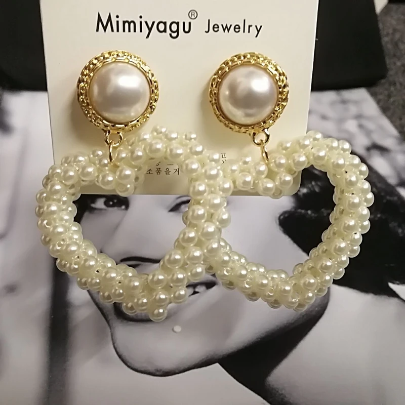 Женские серьги с жемчугом Mimiyagu корейские ручной работы в форме