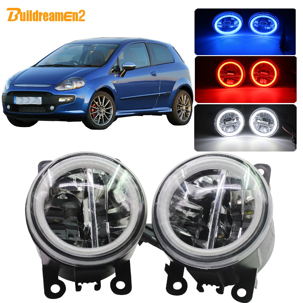 

Buildreamen2 Car 4000LM Fog Light H11 LED Angel Eye Daytime Running Light DRL 12V Accessories For Fiat Punto Evo 2009-2012