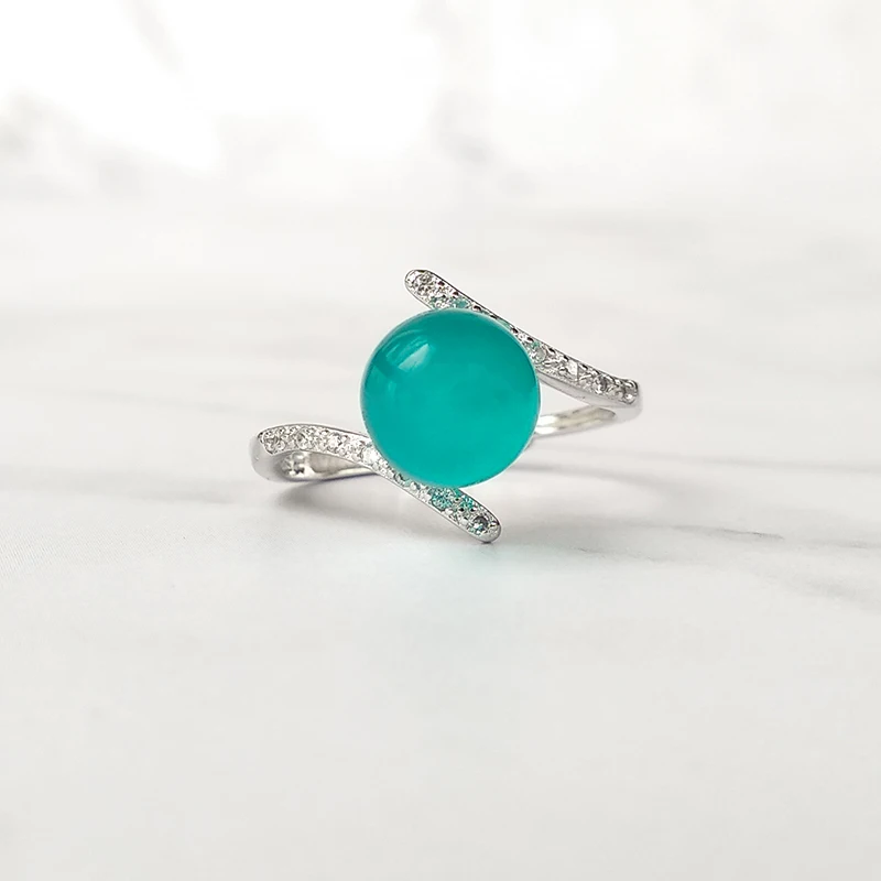 BOEYCJR простые кольца с амазонитом в виде русалки, модные ювелирные изделия, стразы, энергетические кольца для женщин, обручение, подарок anillo anneau