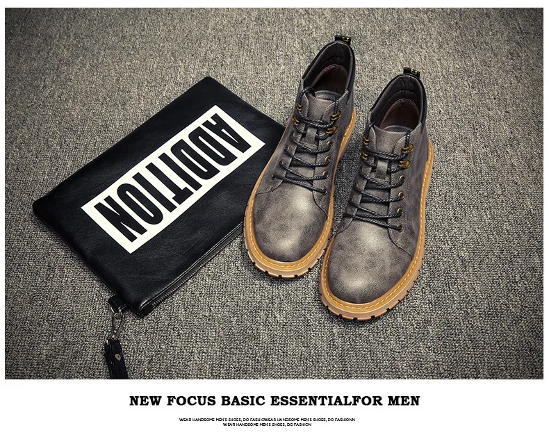 QIYHONG/винтажные мужские ботинки на шнуровке, осенние кожаные ботинки, мужские непромокаемые рабочие Зимние ботильоны, повседневная обувь, Botas