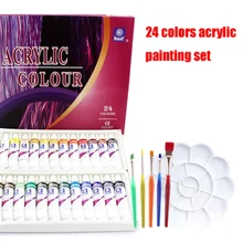 Водостойкий 24 цвета 12 мл тюбик акриловой краски набор канцелярских принадлежностей цвет с 5 краски Палетка с кистью художественная краска ing ткань набор