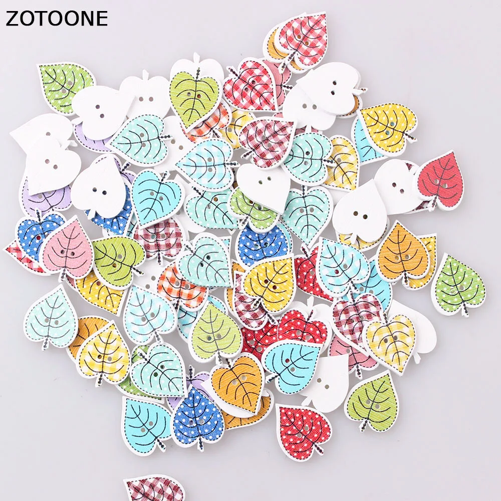 ZOTOONE 100PCS Mix Color Heart Tree Button Handmade Wooden Sewing Buttons Two Holes Cabochon Scrapbooking DIY Accessoires E | Дом и сад
