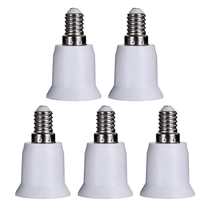 IKVVT 5pcs E14 to E27 Bulb Base Lamp Socket Fitting Extender Converter Adapter Holder