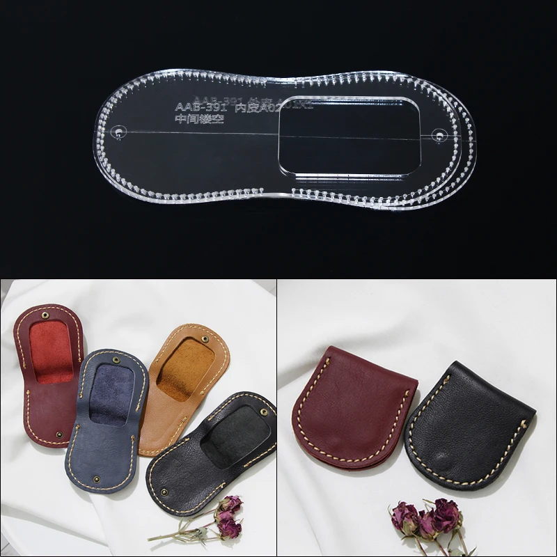 

1set 9*8.5*1cm wallet bag sewing pattern DIY leather craft card holder Acrylic template