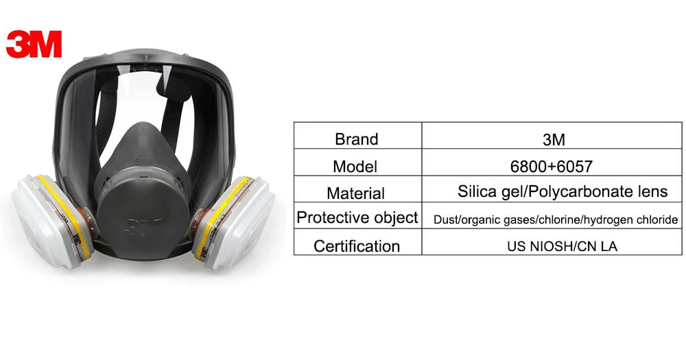 3 м 6800 + 6057 полный Уход за кожей лица маска многоразовые респиратор фильтр Маска анти пыли/органических газов/хлора 7 детали на 1 компл. lt097