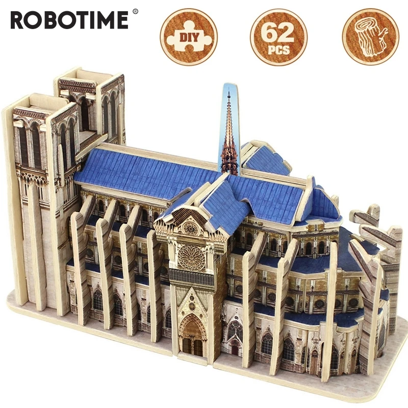 

Memorable DIY 3D Wooden Notre Dame de Paris Puzzle Game Assembly Toy Gift for Children Adult Friend MJ404