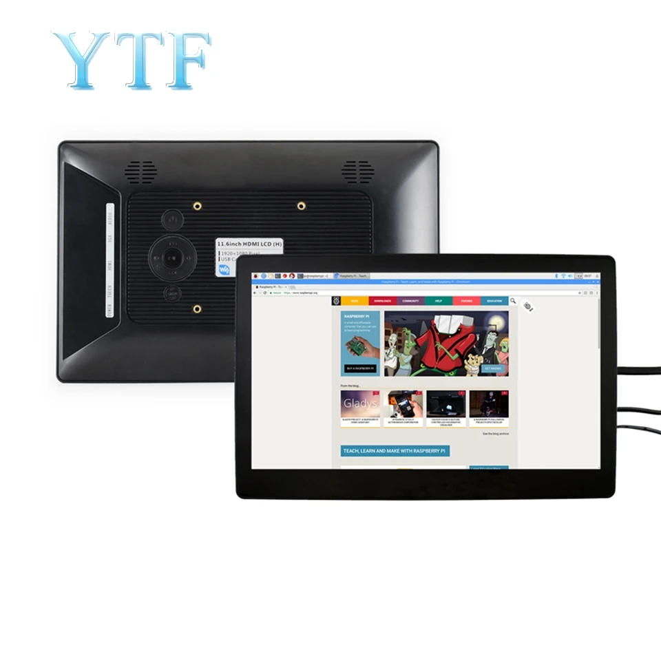  Raspberry Pi 11.6 inch VGA/HDMI HD display IPS screen tempered glass capacitive touch screen