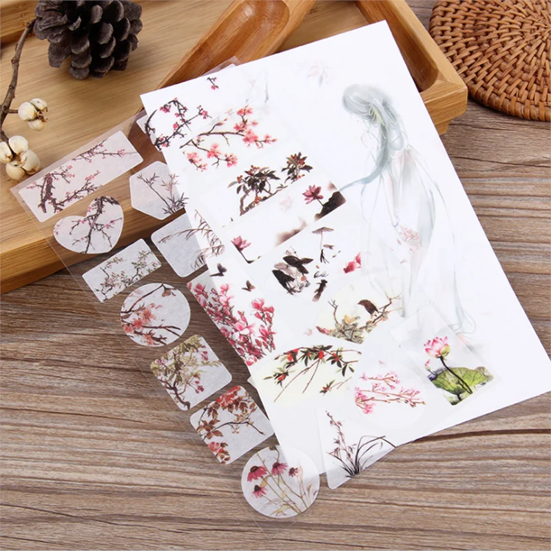 

1PCS Sheet Vintage Ancient Scenery Decorative Diary Stickers Stationery Scrapbooking Album Stick Label Self Adhesive Stickers