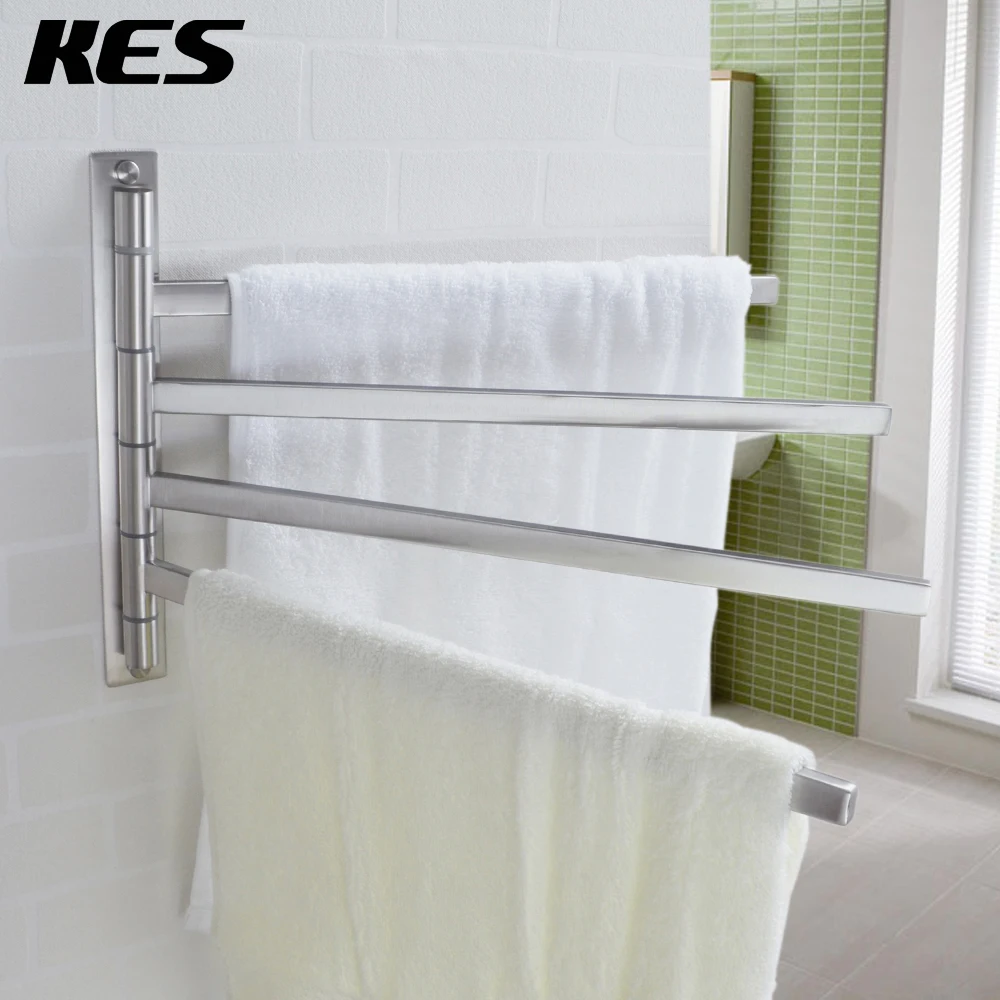 KES SUS 304 Stainless Steel Swing Out Towel Bar Folding Arm Swivel