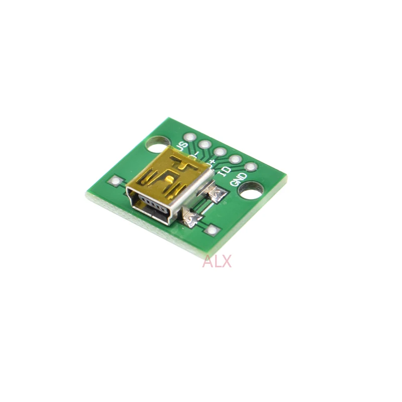 

10PCS MINI USB FEMALE SOCKET TO DIP BOARD PITCH 2.54MM MINI 5PIN 5p female JACK plug CONNECTOR Converter adapter