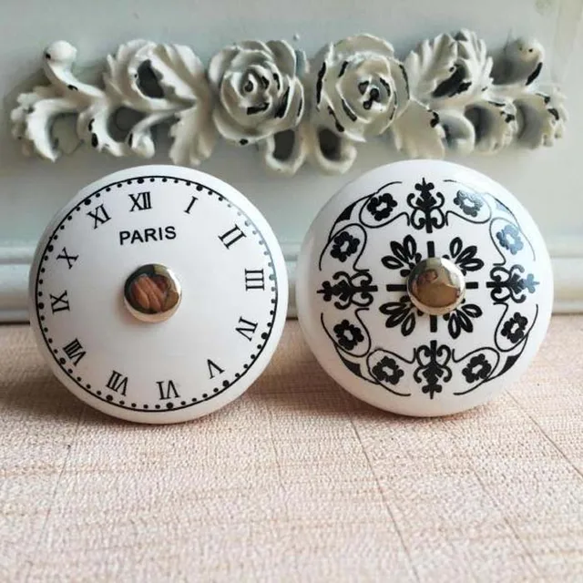 Aliexpress Black White Time Clock Round Ceramic Cabinet Black White Time Clock Round Ceramic Cabinet S Dresser Drawer Pulls Unique Decorative Furniture Handles