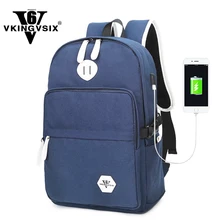 VKINGVSIX Canvas USB backpacks school bags teenagers women laptop schoolbag backpack mochila girl back pack bagpack