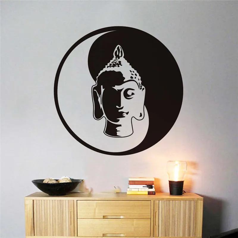 Buddha Head Statue Wall Sticker India Buddhism Sacred Pattern Home