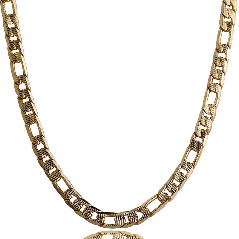 Stainless Steel Figaro Link Chain Necklaces Gold Classic Sport Flat Curb Long Necklace Hip Hop Charm Men Jewelry | Украшения и