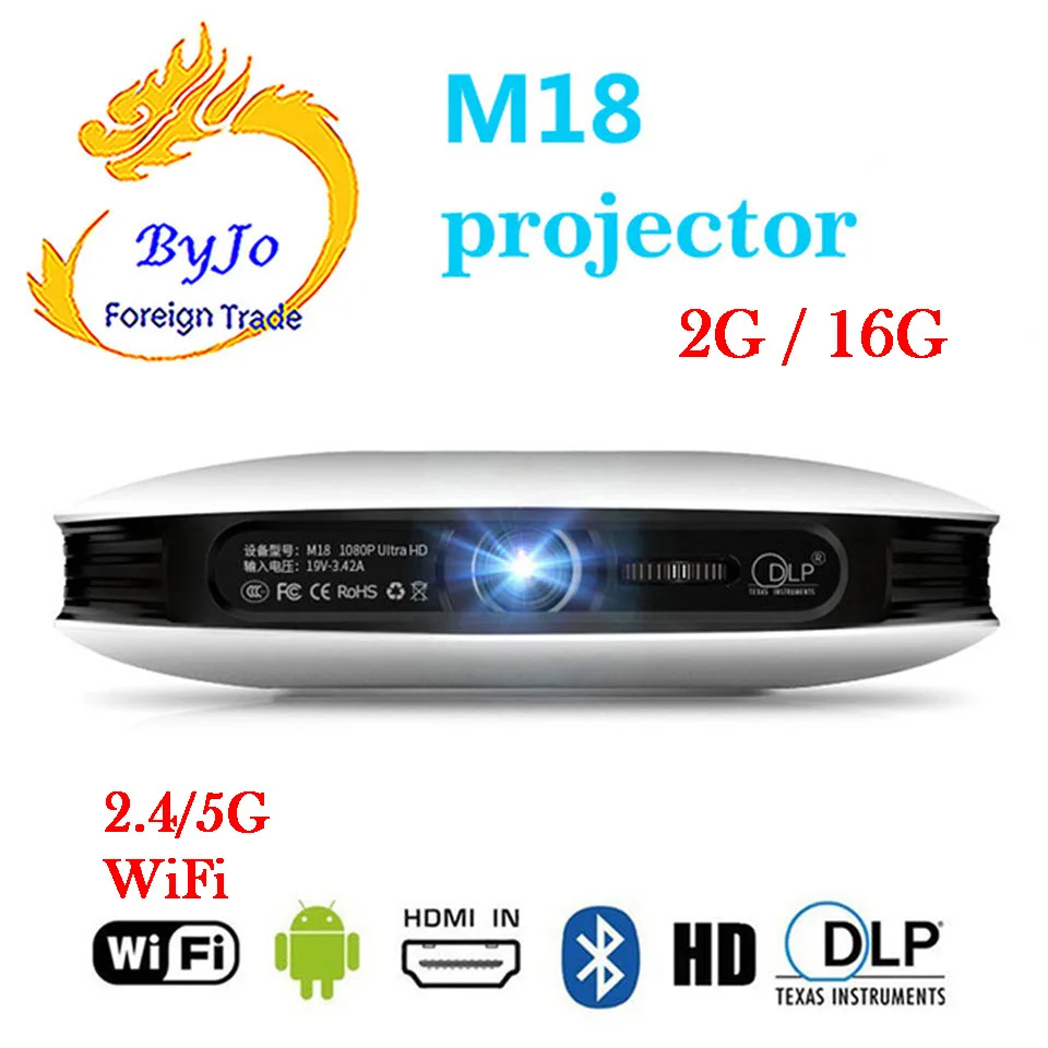^Cheap ByJoTeCH M18 projector 3D 1080P 2G 16G Android WIFI 4K Home Theater Cinema Proyector Beamer AirPlay Miracast Built-in battery