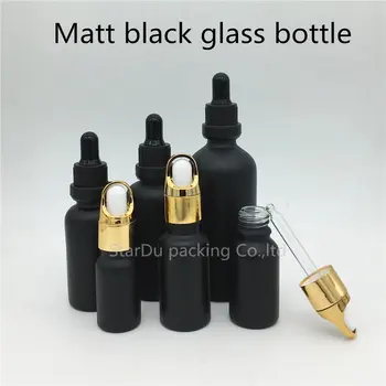 

10ml 15ml 20ml 30ml 50ML 100ML Matt Black Glass Bottle With Dropper Essential Oil Bottle Perfume bottle
