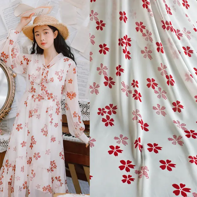 150cm Printed Fabric Meter Perspective Chiffon Fabric Material