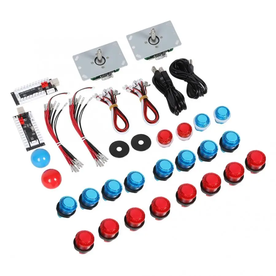 

28/24 Illuminated Button 5P Rocker Double Kit Black USB Core Board Arcade Kit controle para celular