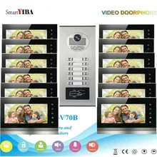 SmartYIBA 7 дюймов проводной видеодомофон для квартиры/личных домов RFID карта видео Entryphone цветной сенсорный экран Видеозвонок IR