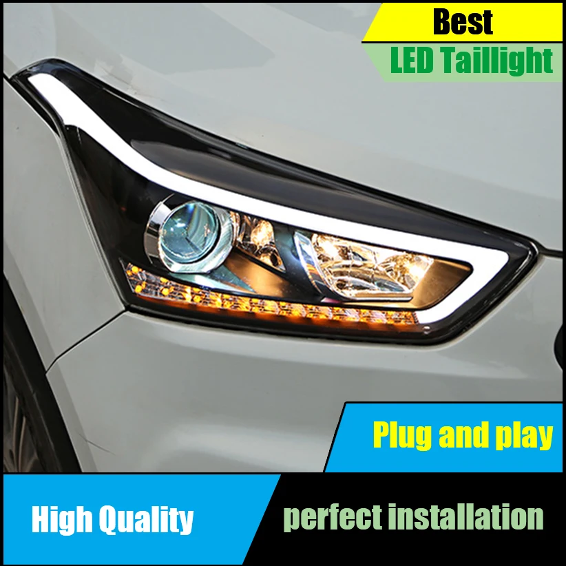 

Car Styling Head Lamp For Hyundai Creta IX25 2015 2016 2017 Headlights LED Dynamic Turn Signal Light LED DRL Bi-Xenon Low Beam
