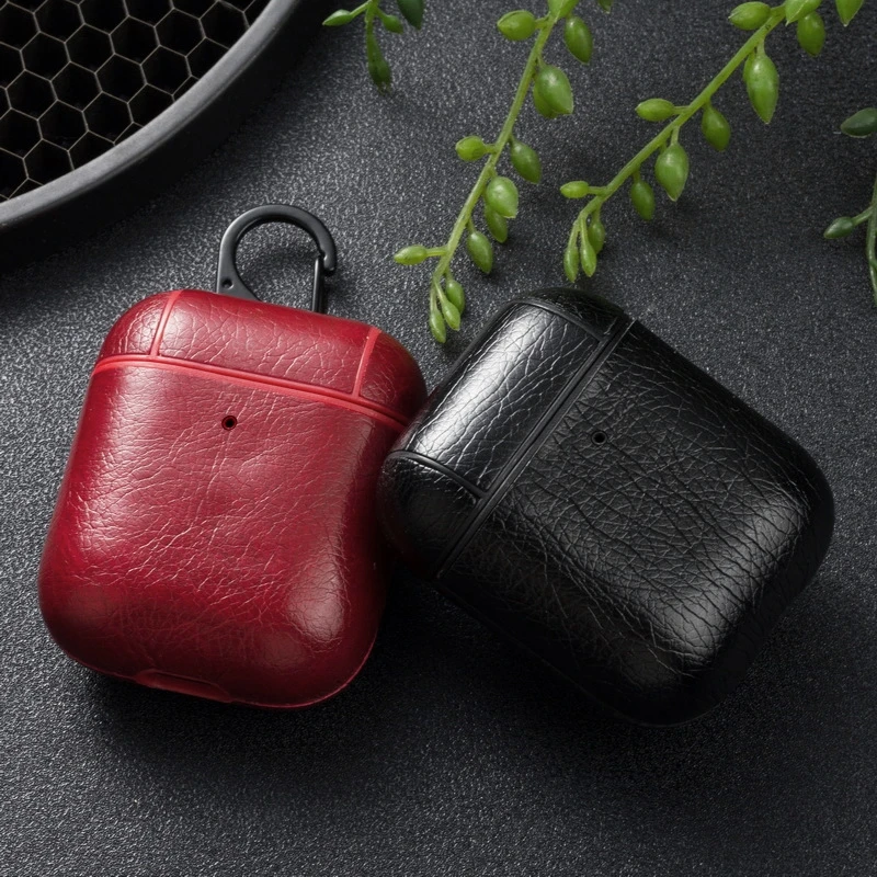 Protective Bag Leather Sleeve Cover Case Storage Earphone Portable For Apple AirPods Charging Box Case For AirPods Pro With Hook